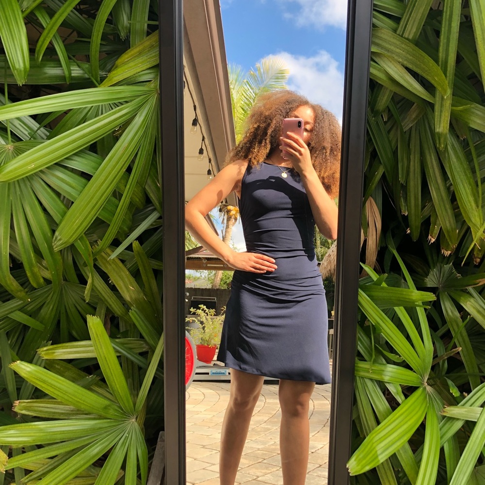 Michael Kors Navy Blue Side Zip Dress